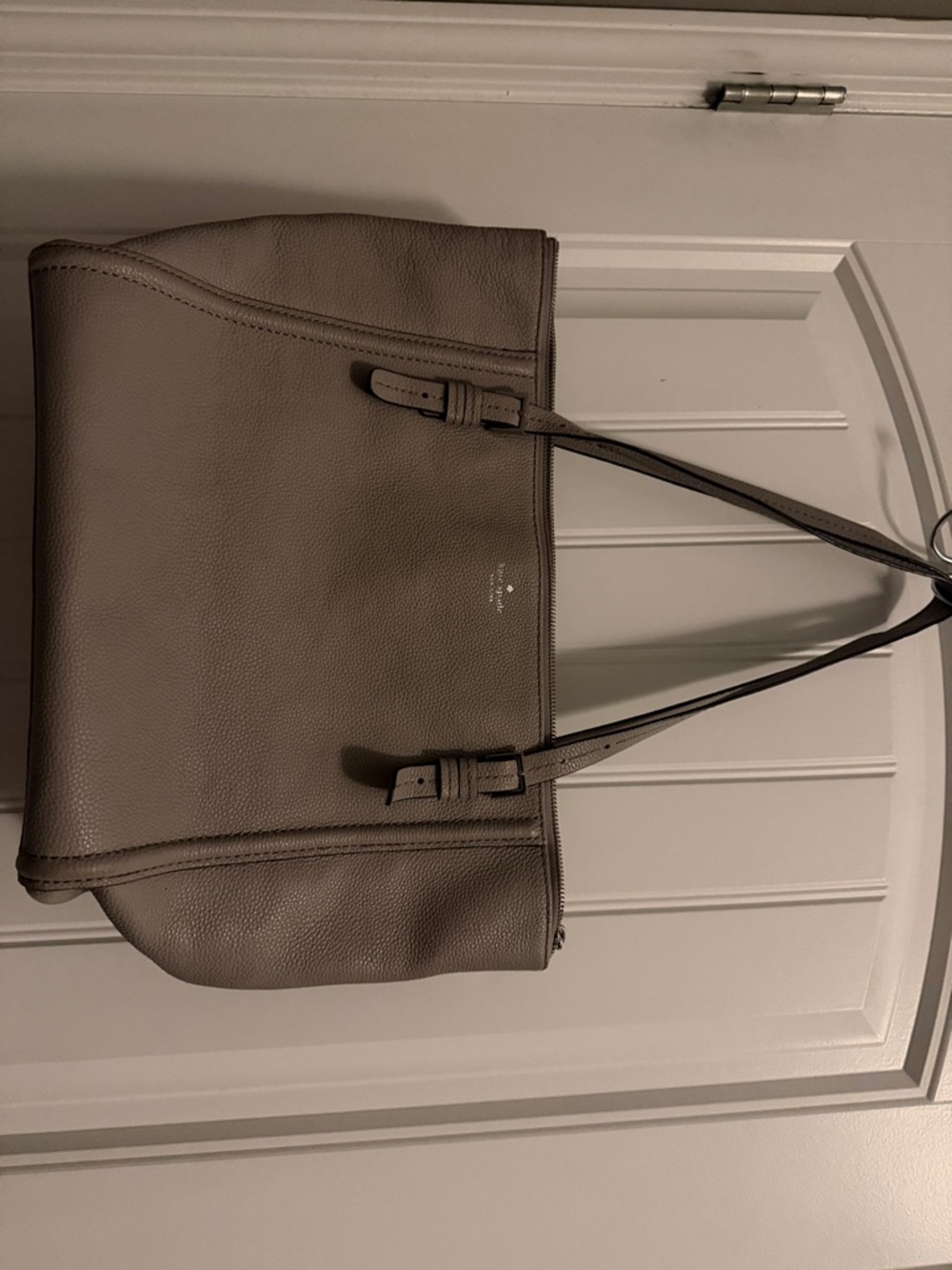 kate spade Pebbled Leather Shoulder Tote in Taupe Gray